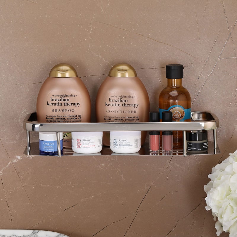 FORTUNE Stainless Stell Wall Mount Shelf Bathroom Multi-Functional Storage Shelf/Kitchen Shelf/Rack & Caddy Basket of (14 x 5 Inch) - Bathroom Accessores - Image 4