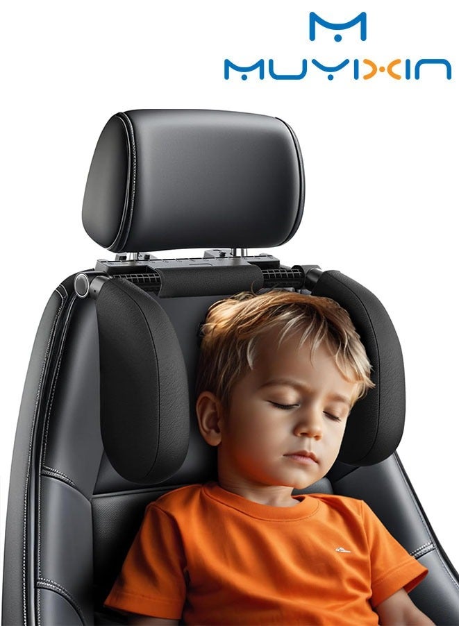 Muyixin وسادة مسند رأس السيارة، مسند رأس للنوم قابل للتعديل بزاوية 360 درجة لمقعد السيارة، وسادة مسند رأس على شكل حرف U لدعم الرقبة للأطفال والكبار أثناء السفر - Image 1