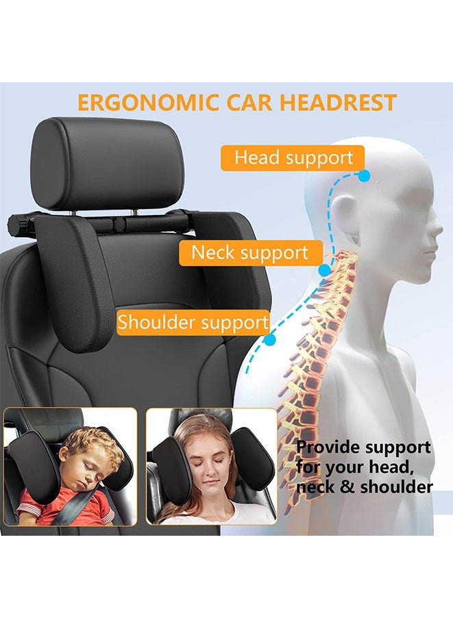Muyixin وسادة مسند رأس السيارة، مسند رأس للنوم قابل للتعديل بزاوية 360 درجة لمقعد السيارة، وسادة مسند رأس على شكل حرف U لدعم الرقبة للأطفال والكبار أثناء السفر - Image 3