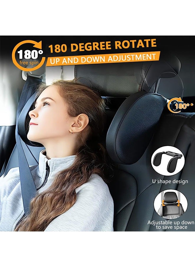 Muyixin وسادة مسند رأس السيارة، مسند رأس للنوم قابل للتعديل بزاوية 360 درجة لمقعد السيارة، وسادة مسند رأس على شكل حرف U لدعم الرقبة للأطفال والكبار أثناء السفر - Image 4
