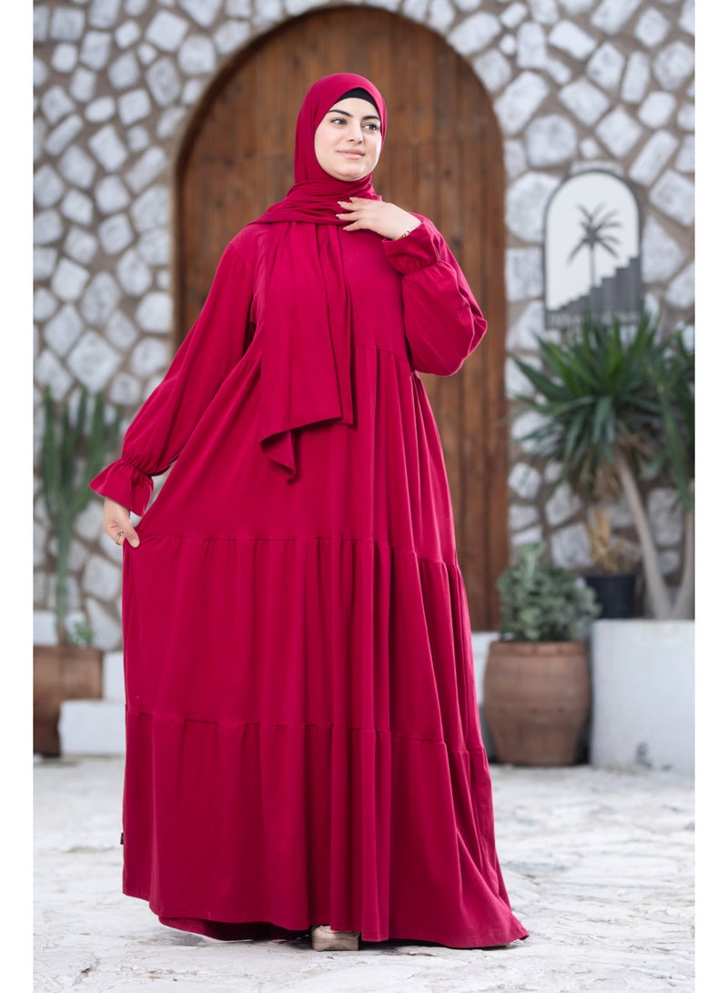 SATR HIJABI Women Cotton Isdal Prayer Set – Full Coverage 2-Piece Prayer Dress, Soft Breathable Modest Islamic Wear Red - Image 3