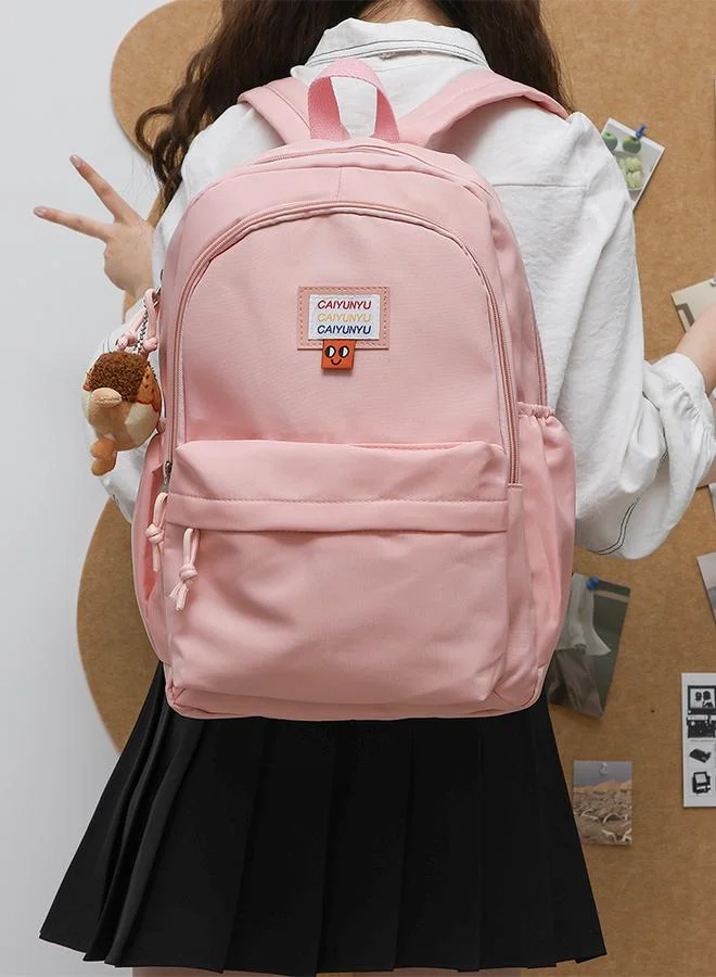 Take Two Pink Polyester Backpack with Zip Detail