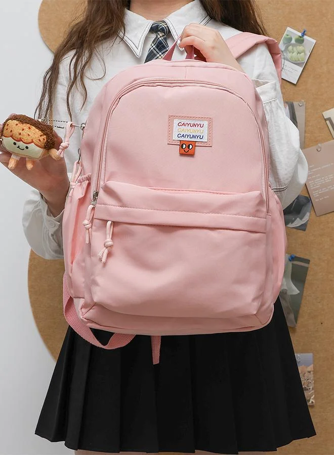 Take Two Pink Polyester Backpack with Zip Detail