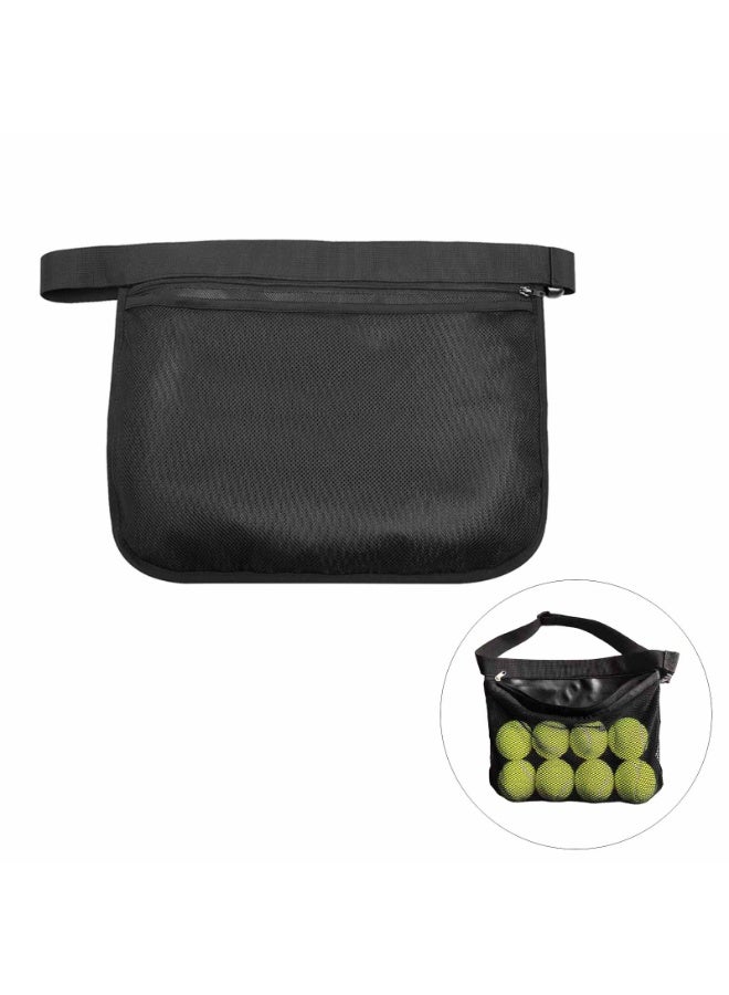 Tennis Ball Storage Bag, Portable Sport Balls Mesh Waist Pouch with Adjustable Strap for Holding Tennis or Pickleball - Image 1