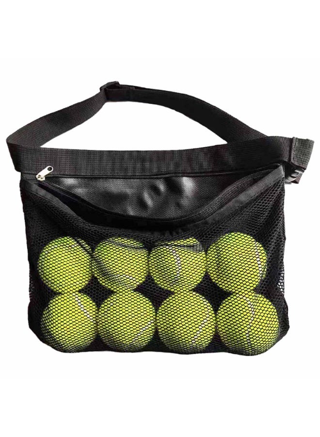 Tennis Ball Storage Bag, Portable Sport Balls Mesh Waist Pouch with Adjustable Strap for Holding Tennis or Pickleball - Image 2