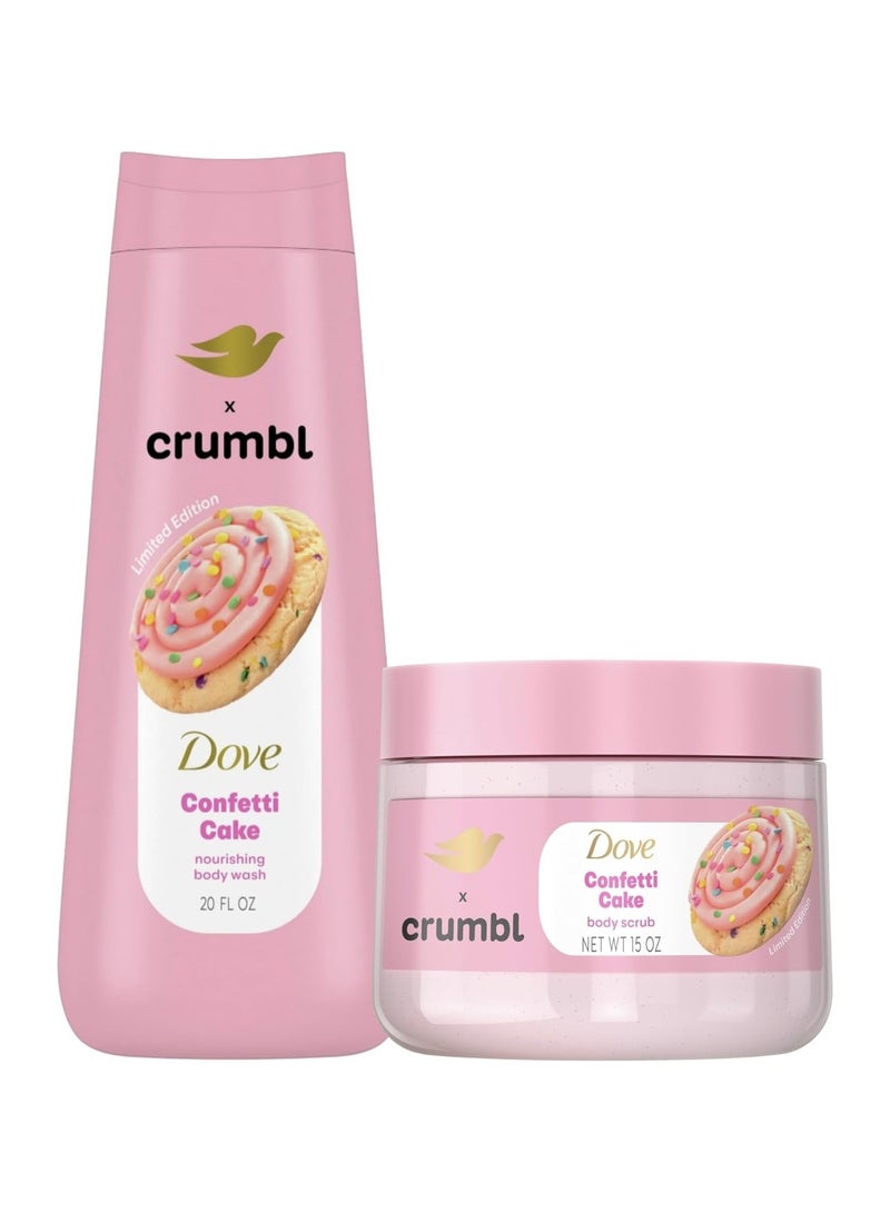 Dove Moisturizing Body Wash & Scrub | Confetti Cake Scent | 20oz Wash + 15oz Scrub | Limited Edition