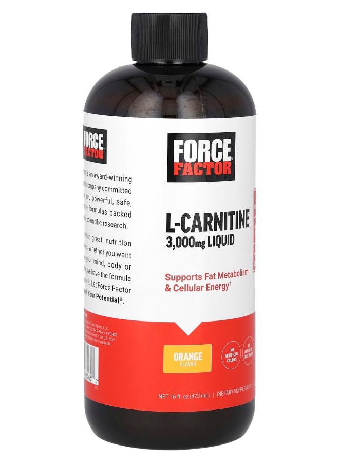 Force Factor L-Carnitine Liquid Orange 3000 mg 16 fl oz (473 ml) - Image 2