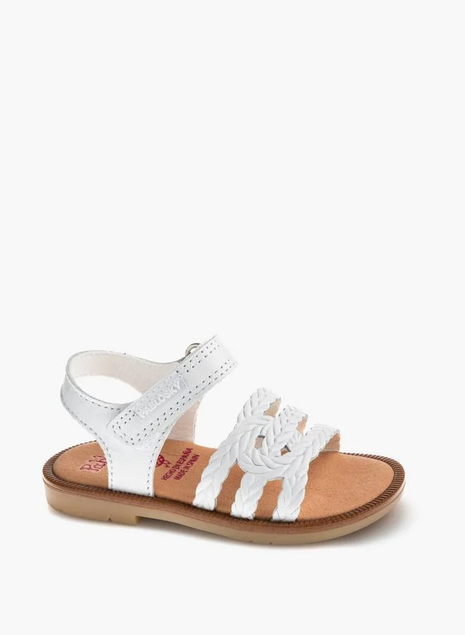 Pablosky Leather Strap Sandals With Hook & Loop Closure