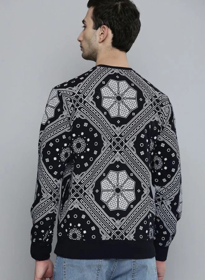 The Indian Garage Co  The Indian Garage Co Men Regular Fit Floral Crew Neck Full Sleeves Sweatshirt  | Best Price UAE