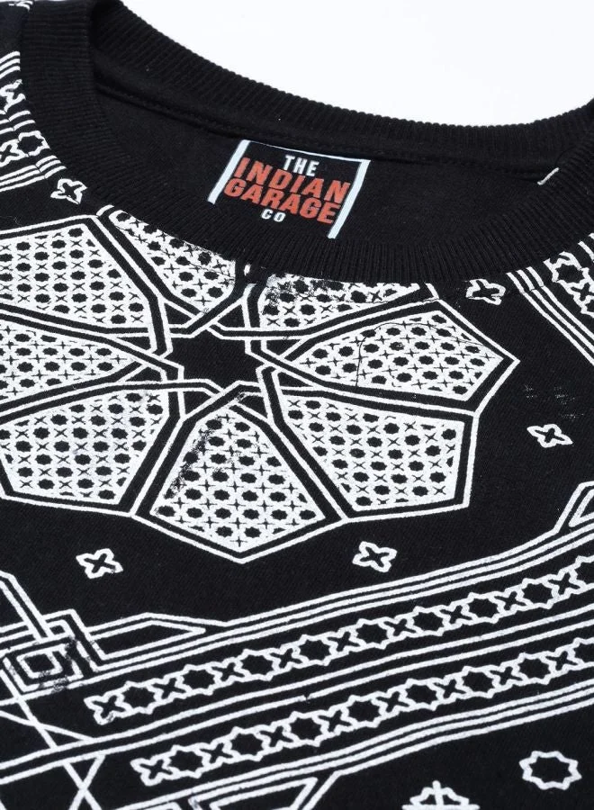 The Indian Garage Co  The Indian Garage Co Men Regular Fit Floral Crew Neck Full Sleeves Sweatshirt  | Best Price UAE