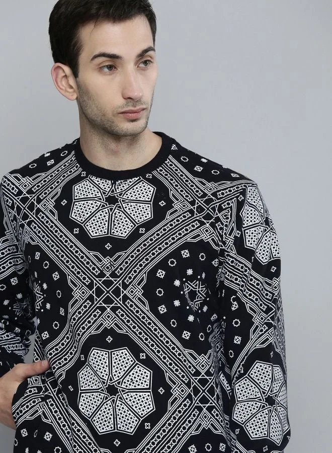 The Indian Garage Co  The Indian Garage Co Men Regular Fit Floral Crew Neck Full Sleeves Sweatshirt  | Best Price UAE