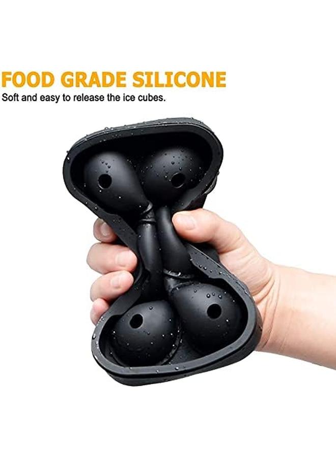 SKY-TOUCH Ice Cube Trays Silicone Set Of 2 Sphere Round Ice Ball Maker And Large Square Ice Cube Mold For Chilling Bourbon Whiskey Cocktail Beverages And More Black 6974042151232 - Image 3