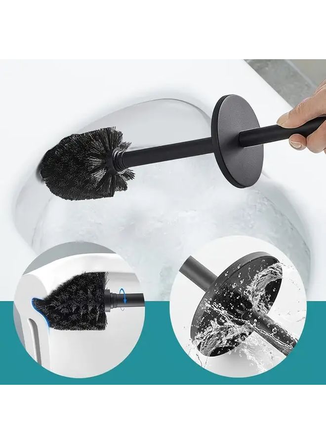 Brushed Silvery Toilet Brush With Splash Proof Cover And Stainless Steel Handle For Deep 360 Degree Cleaning - Image 3
