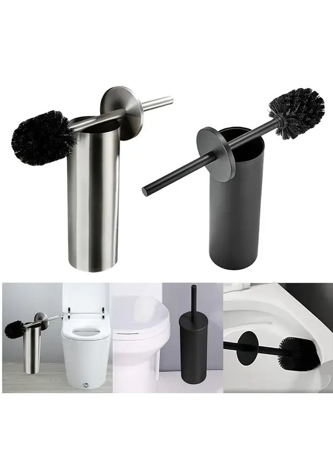 Brushed Silvery Toilet Brush With Splash Proof Cover And Stainless Steel Handle For Deep 360 Degree Cleaning - Image 5