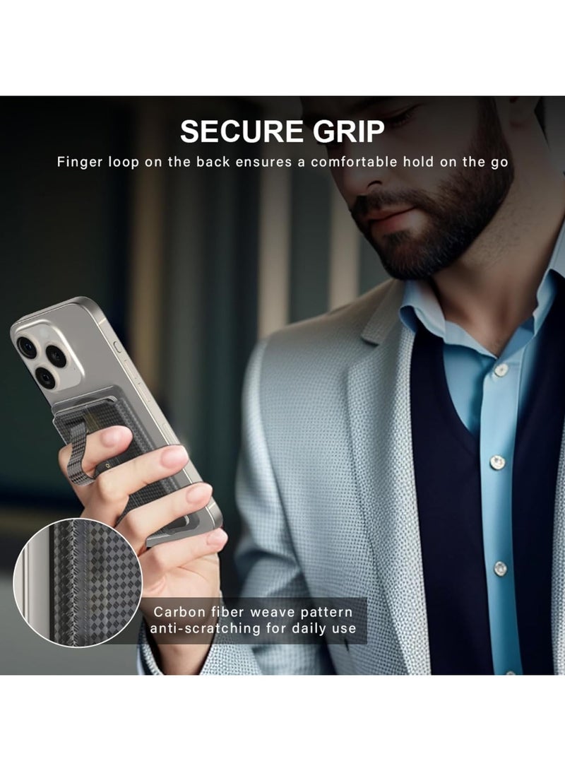 عام حامل محفظة مغناطيسية MagSafe، حامل محفظة مغناطيسية، قبضة هاتف محمول مع حامل هاتف، حامل بطاقة مغناطيسي مع قبضة أمان، لأجهزة iPhone 16، 15، 14، 13، 12، مصمم لحمل بطاقتين. - Image 3