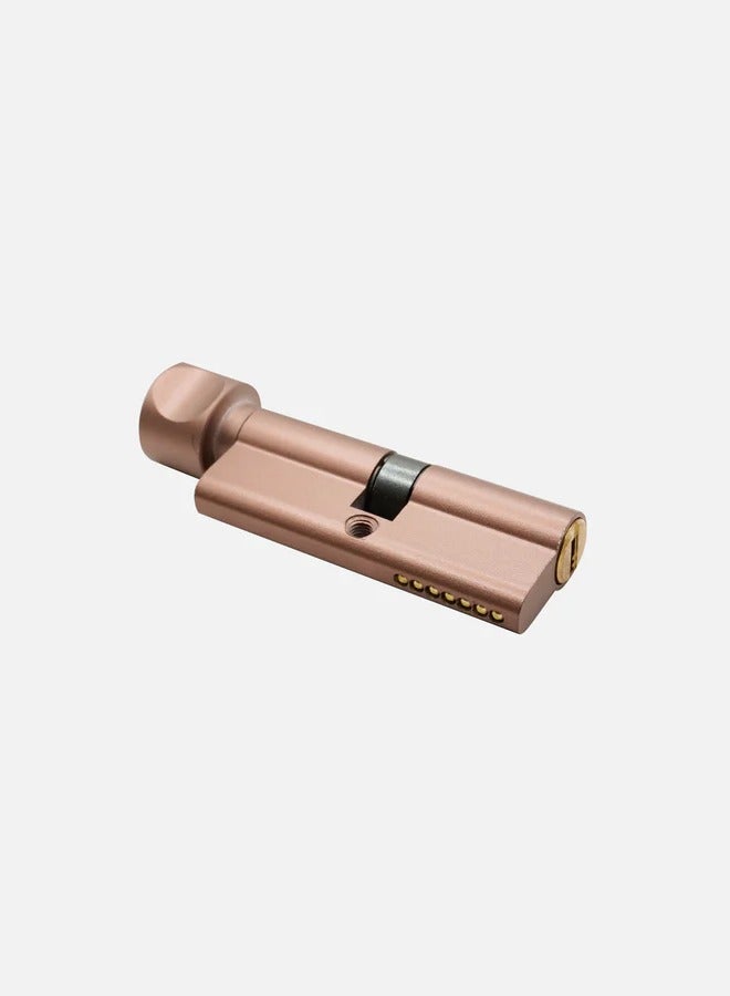 CINCINNO Small Aluminium Cylinder Lock – One Side Key/Knob, 5-Year Warranty, Lightweight, Durable, Anti-Corrosion, Easy Installation, Silent Lock (Rose Gold) 