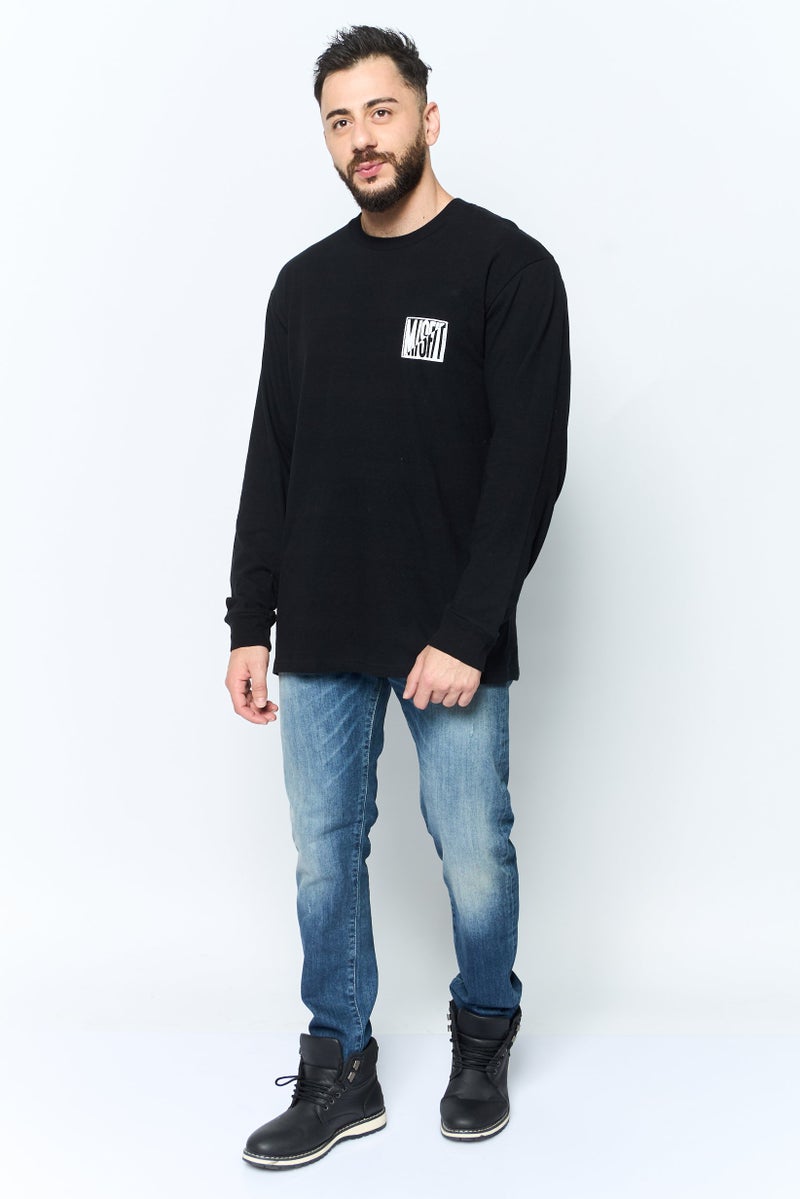 Misfit Men Crew Neck Long Sleeves Graphic Print Sweatshirt, Black - Image 2