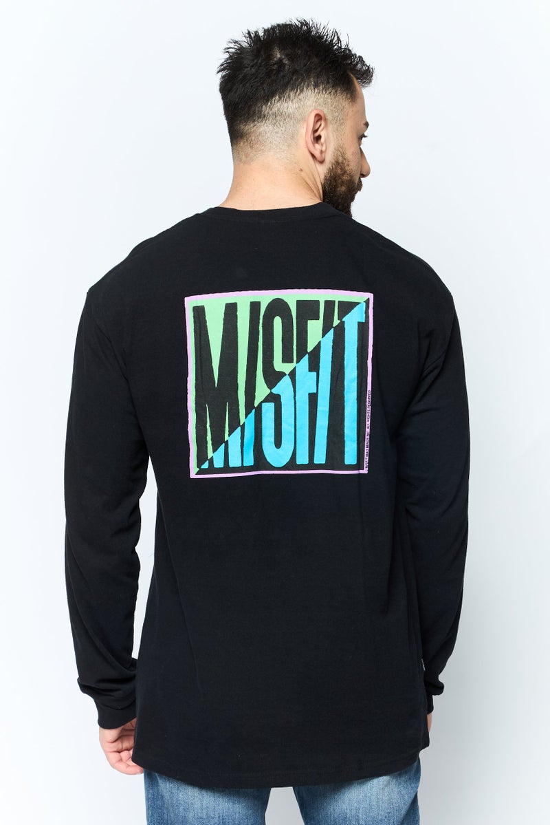 Misfit Men Crew Neck Long Sleeves Graphic Print Sweatshirt, Black - Image 4