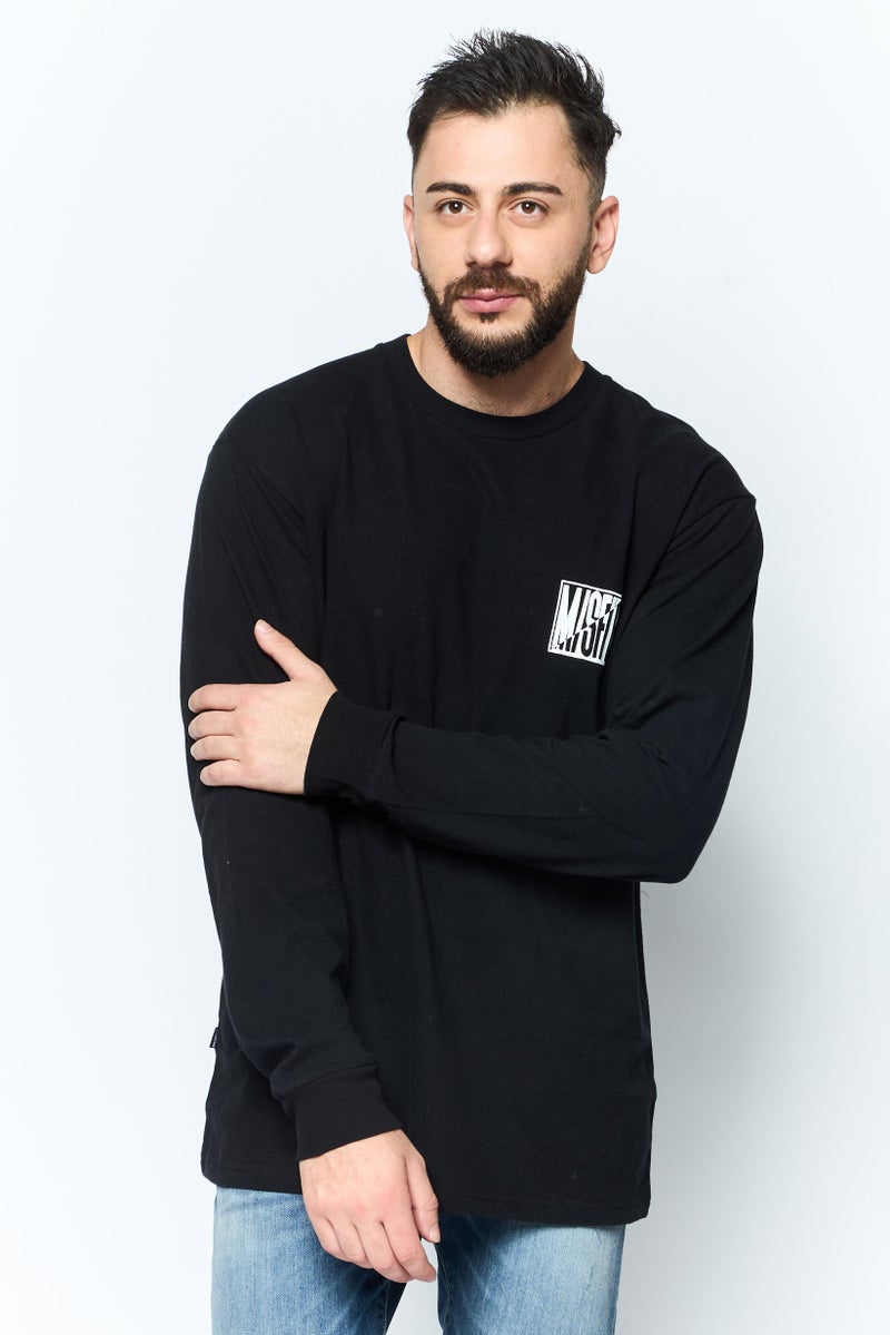 Misfit Men Crew Neck Long Sleeves Graphic Print Sweatshirt, Black - Image 1