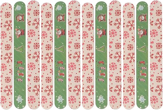 SOLUSTRE Nail Files Finger Nail File Double Sided Christmas Pattern Emery Board Manicure Pedicure Tool 12 Pieces Christmas Motif Nail Care Home Nail Salon Random Pattern - Image 1