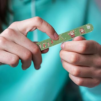 SOLUSTRE Nail Files Finger Nail File Double Sided Christmas Pattern Emery Board Manicure Pedicure Tool 12 Pieces Christmas Motif Nail Care Home Nail Salon Random Pattern - Image 5