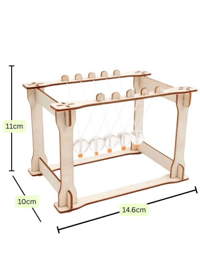 Fatio STEM Toy, Wooden Newton's Cradle, Montessori Toy, DIY 3D puzzle, eco-friendly, handmade, educational toy - Image 3