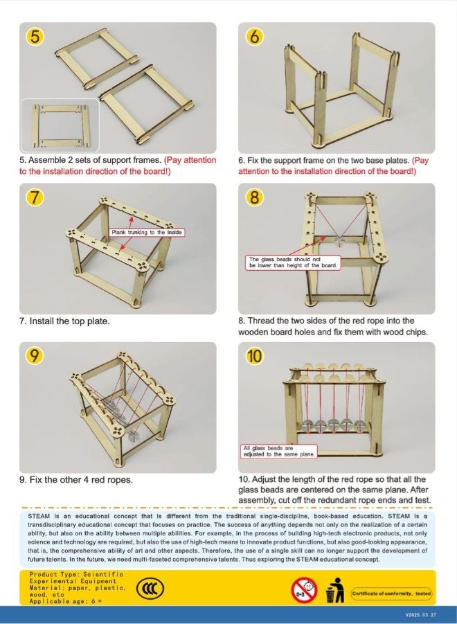 Fatio STEM Toy, Wooden Newton's Cradle, Montessori Toy, DIY 3D puzzle, eco-friendly, handmade, educational toy - Image 5