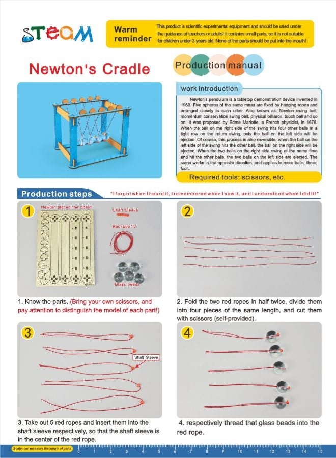 Fatio STEM Toy, Wooden Newton's Cradle, Montessori Toy, DIY 3D puzzle, eco-friendly, handmade, educational toy - Image 4
