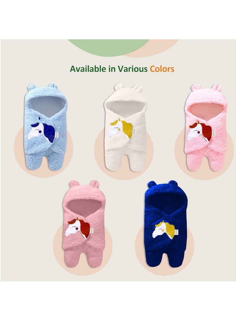 OYO BABY Fleece Lightweight Baby Blankets New Born Hooded Super Soft Wearable Unicorn Wrapper Cum Baby Sleeping Bag for Babies (Pink) - Image 3