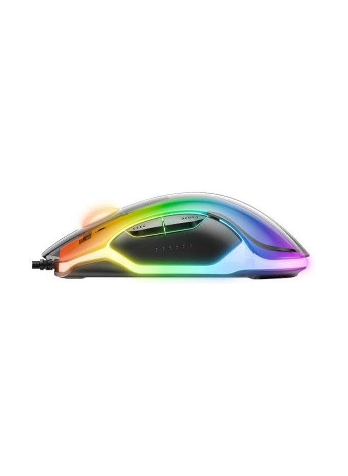 onikuma CW925 RGB Backlit Wired Gaming Mouse, Up to 12800 DPI, Light weight, Transparent  - Image 2