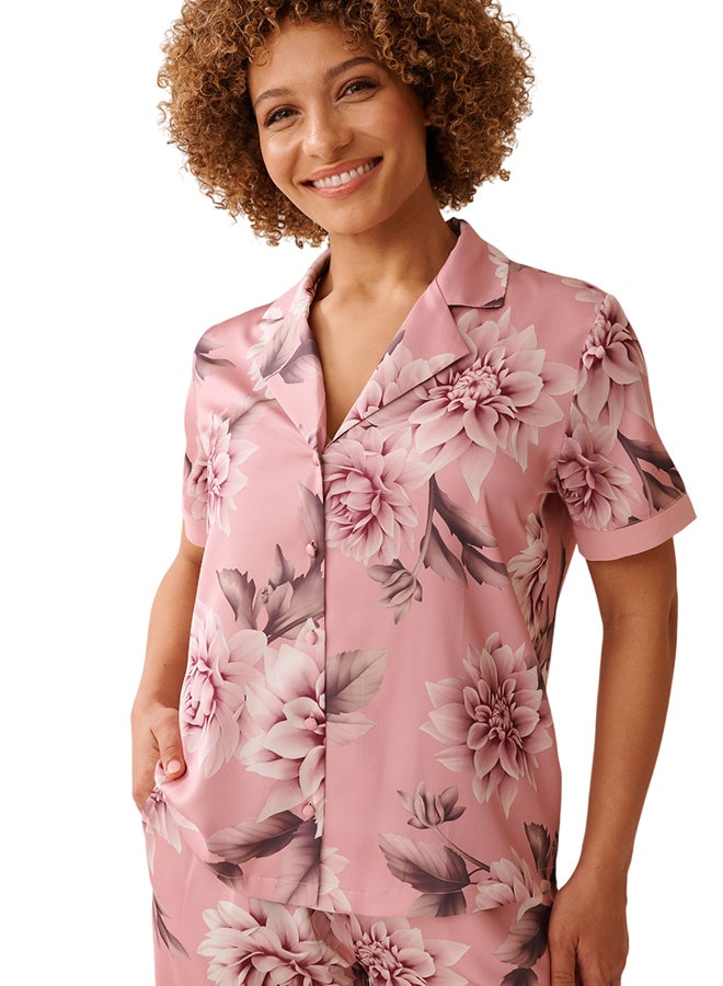 La Vie en Rose Satin Button-down Shirt - Image 1
