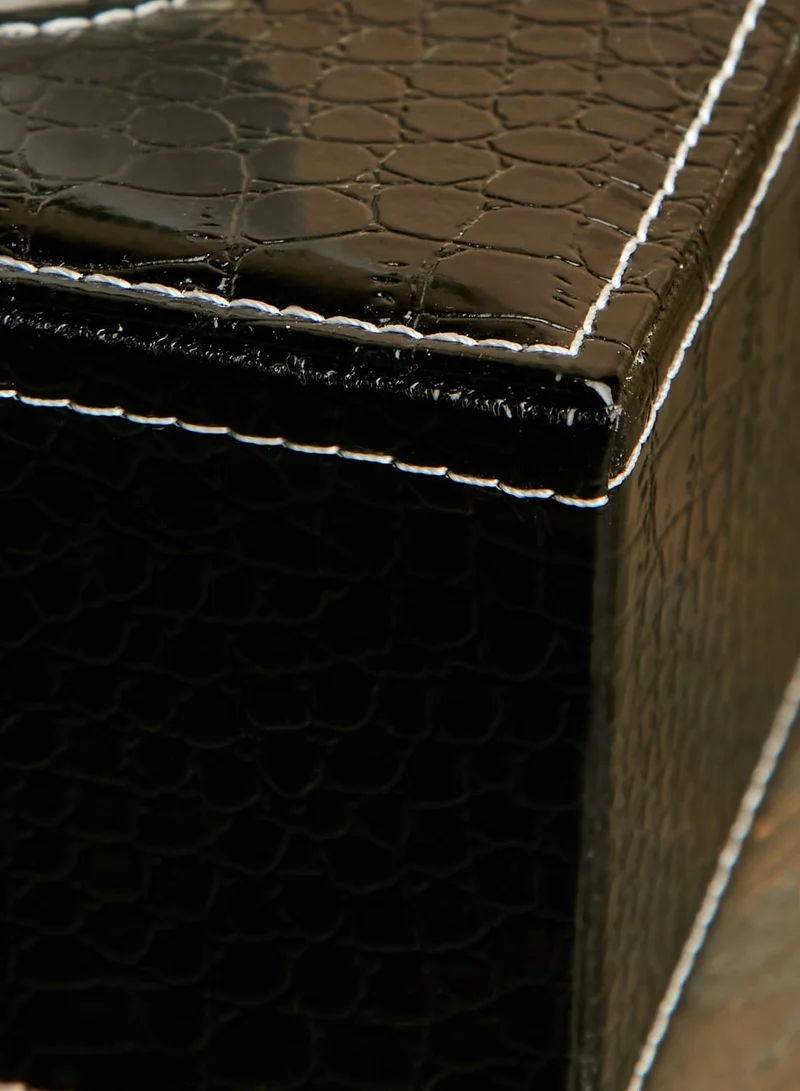 Noire Edit Black Croc Leather Look Tissue Box