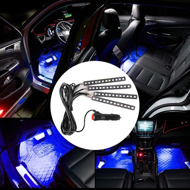 أضواء شريطية LED 12 فولت: شريط LED SMD 5050 أزرق ومقاوم للماء - إضاءة داخلية لسيارة بالتحكم اللاسلكي بالأشعة تحت الحمراء لمنطقة أقدام السيارة والجو الداخلي - Image 5