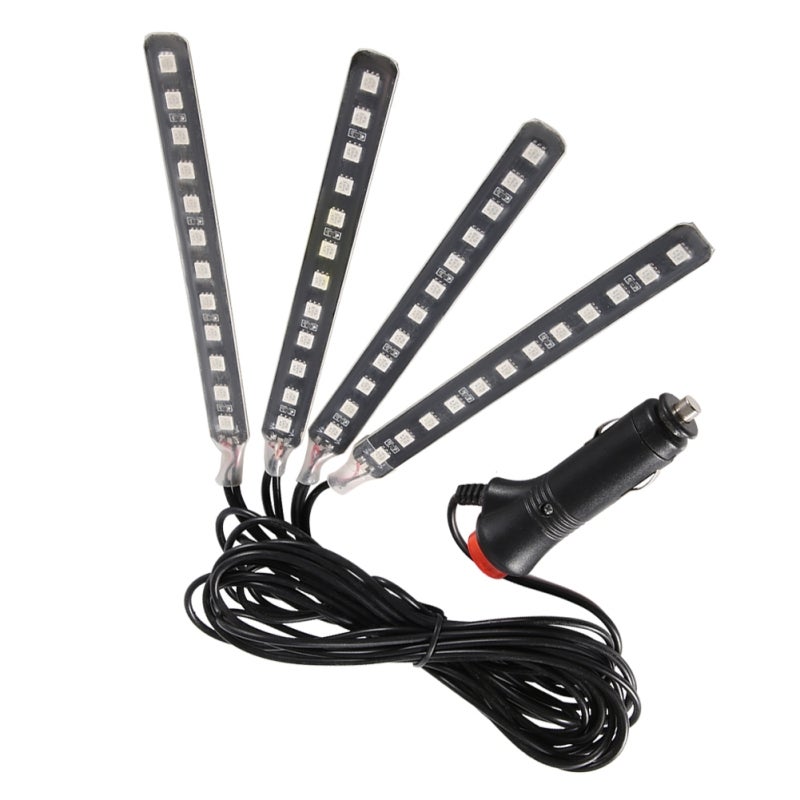 أضواء شريطية LED 12 فولت: شريط LED SMD 5050 أزرق ومقاوم للماء - إضاءة داخلية لسيارة بالتحكم اللاسلكي بالأشعة تحت الحمراء لمنطقة أقدام السيارة والجو الداخلي - Image 4