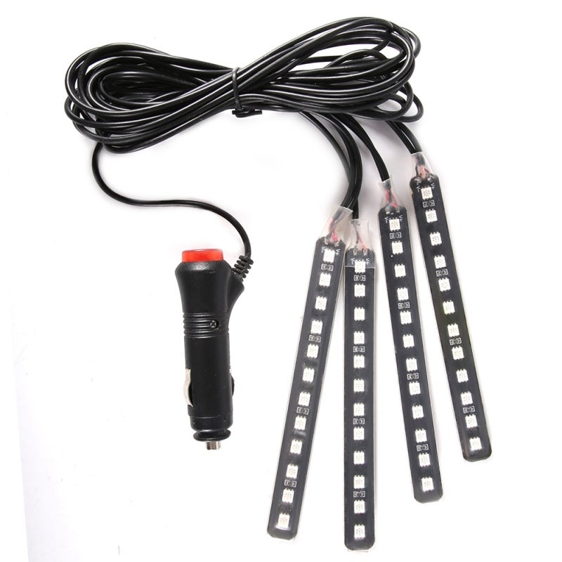 أضواء شريطية LED 12 فولت: شريط LED SMD 5050 أزرق ومقاوم للماء - إضاءة داخلية لسيارة بالتحكم اللاسلكي بالأشعة تحت الحمراء لمنطقة أقدام السيارة والجو الداخلي - Image 3