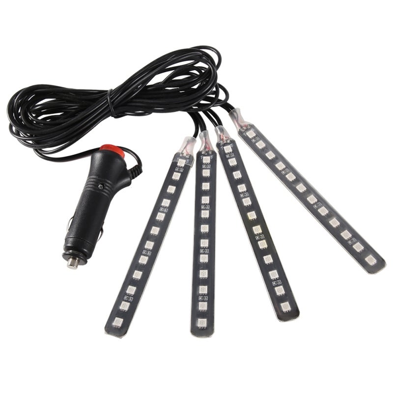 أضواء شريطية LED 12 فولت: شريط LED SMD 5050 أزرق ومقاوم للماء - إضاءة داخلية لسيارة بالتحكم اللاسلكي بالأشعة تحت الحمراء لمنطقة أقدام السيارة والجو الداخلي - Image 1