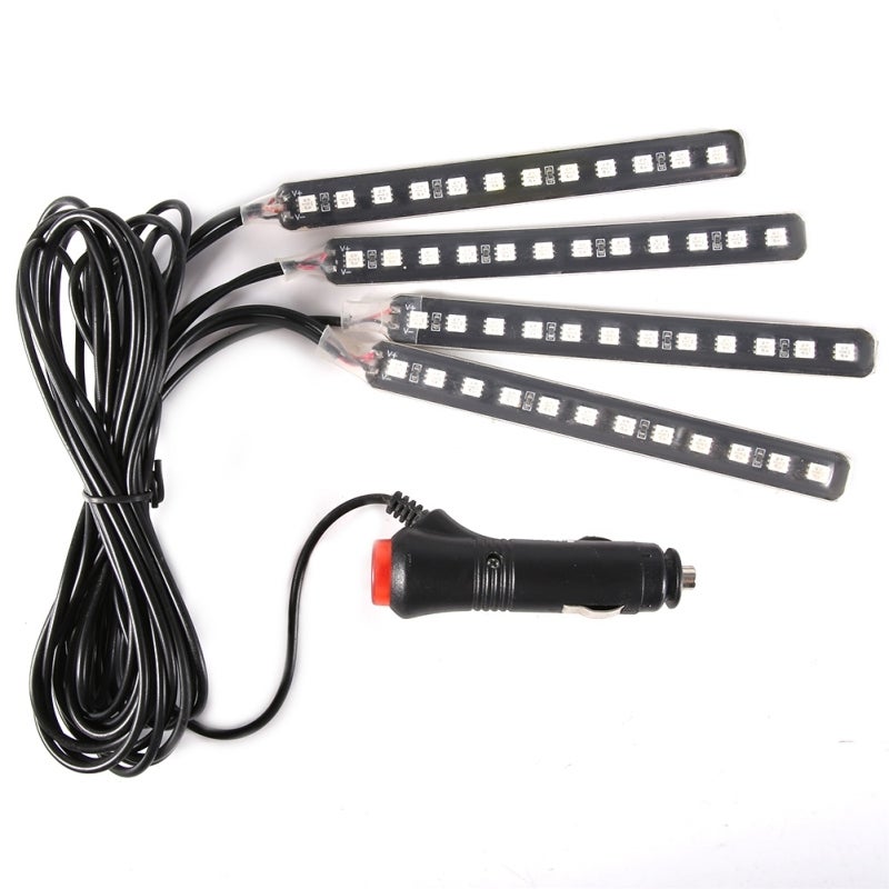 أضواء شريطية LED 12 فولت: شريط LED SMD 5050 أزرق ومقاوم للماء - إضاءة داخلية لسيارة بالتحكم اللاسلكي بالأشعة تحت الحمراء لمنطقة أقدام السيارة والجو الداخلي - Image 2