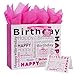JWSCYSY White and Rose Red Large Gift Bag with Tissue Paper Happy Bithday Gift Bag for Girl Women Birthday 126 x 1025 x 47 1 Pcs - Image 1