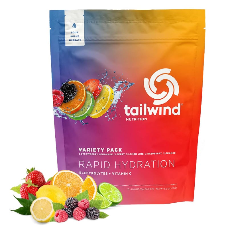 Tailwind Nutrition Rapid Hydration Electrolyte  Hydration Powder Vitamin C  Sea Salt Exercise Workout Mix 5 Flavor Variety Pack Pack of 15 Sticks - Image 1