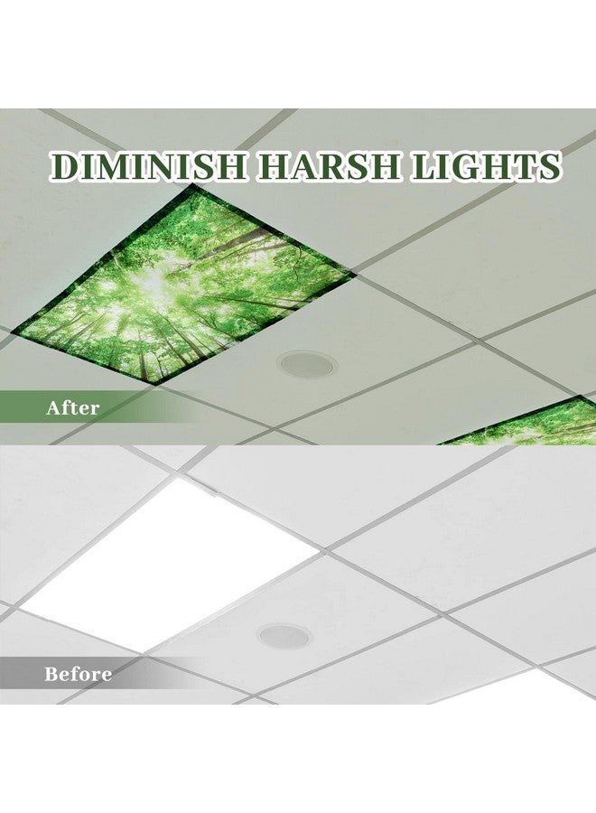 Hortsun 12 Pcs Fluorescent Light Covers, 4 X 2 Ft Magnetic Fluorescent Light Filters To Relieve Eyestrain And Headaches For Home, Office, Hospital, Teacher Classroom Decoration (Forest)  - Image 3