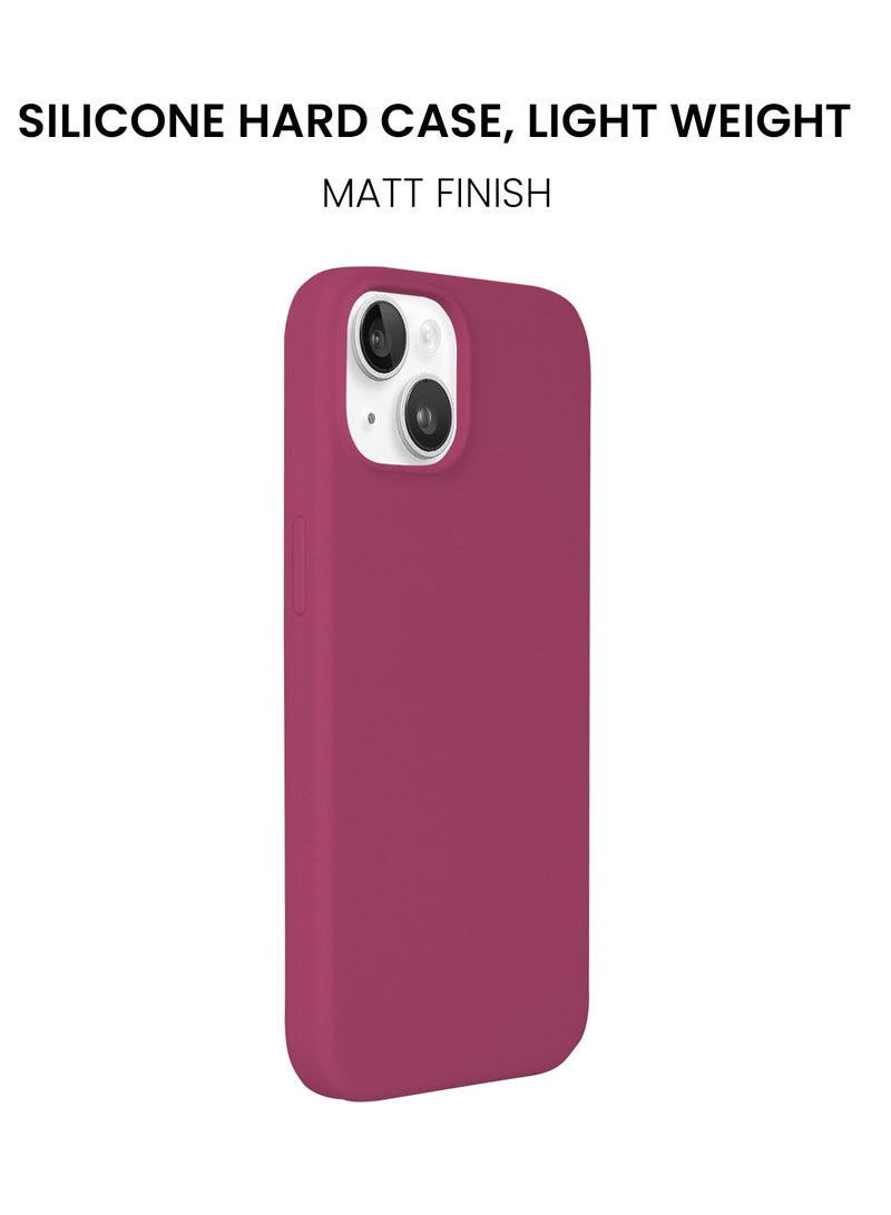just adore Apple IPhone 14 Case, Silicone Case, Matt Finish, Finger Print resistant cover for IPhone 14 - Wine - Image 2