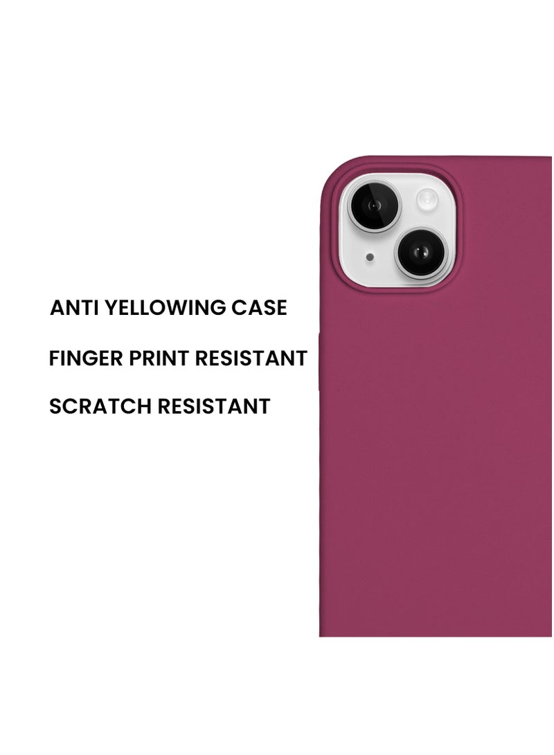 just adore Apple IPhone 14 Case, Silicone Case, Matt Finish, Finger Print resistant cover for IPhone 14 - Wine - Image 3