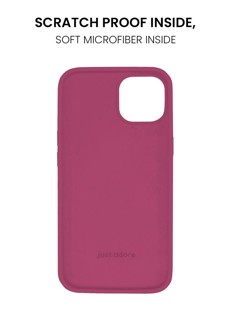 just adore Apple IPhone 14 Case, Silicone Case, Matt Finish, Finger Print resistant cover for IPhone 14 - Wine - Image 4