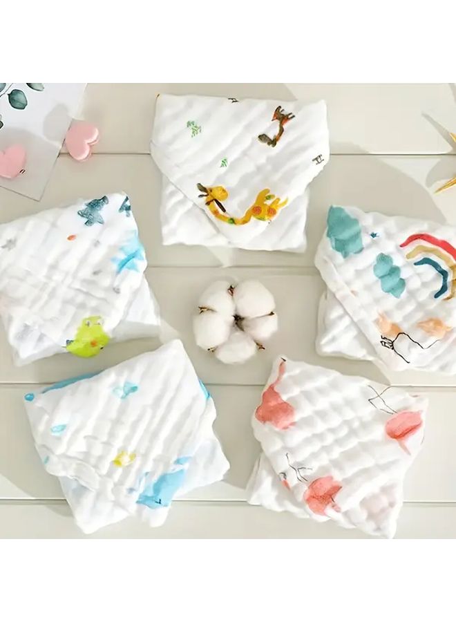 2 Pcs Random Color Soft Skin Friendly Cartoon Print Square Face Hand Towels Car Care - Image 2