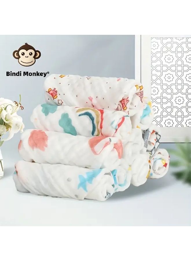 2 Pcs Random Color Soft Skin Friendly Cartoon Print Square Face Hand Towels Car Care - Image 3