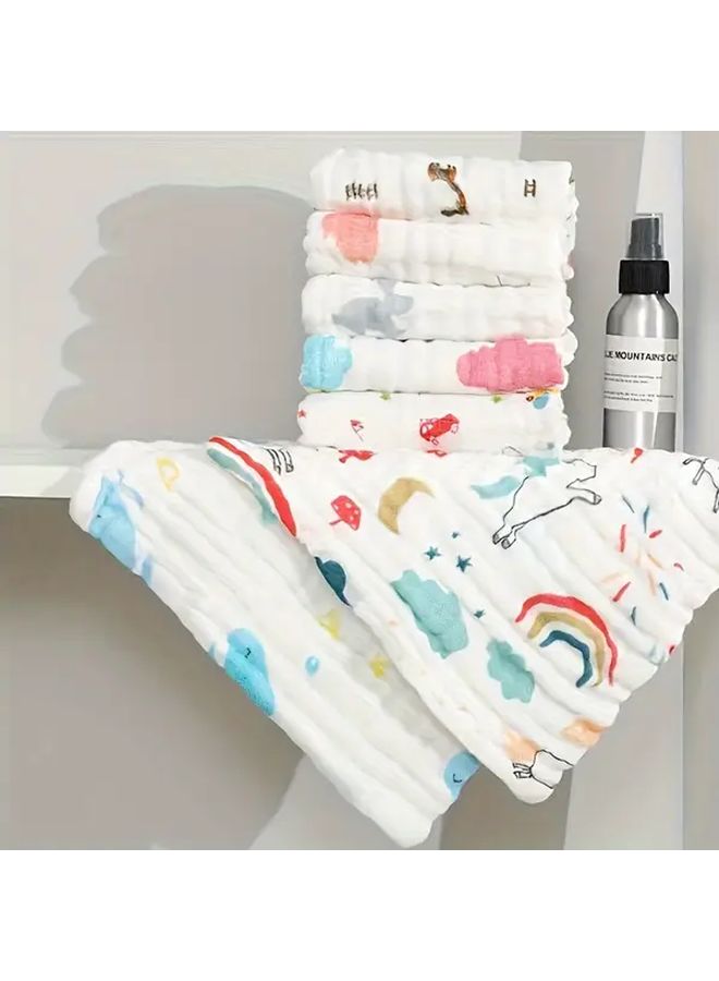 2 Pcs Random Color Soft Skin Friendly Cartoon Print Square Face Hand Towels Car Care - Image 5