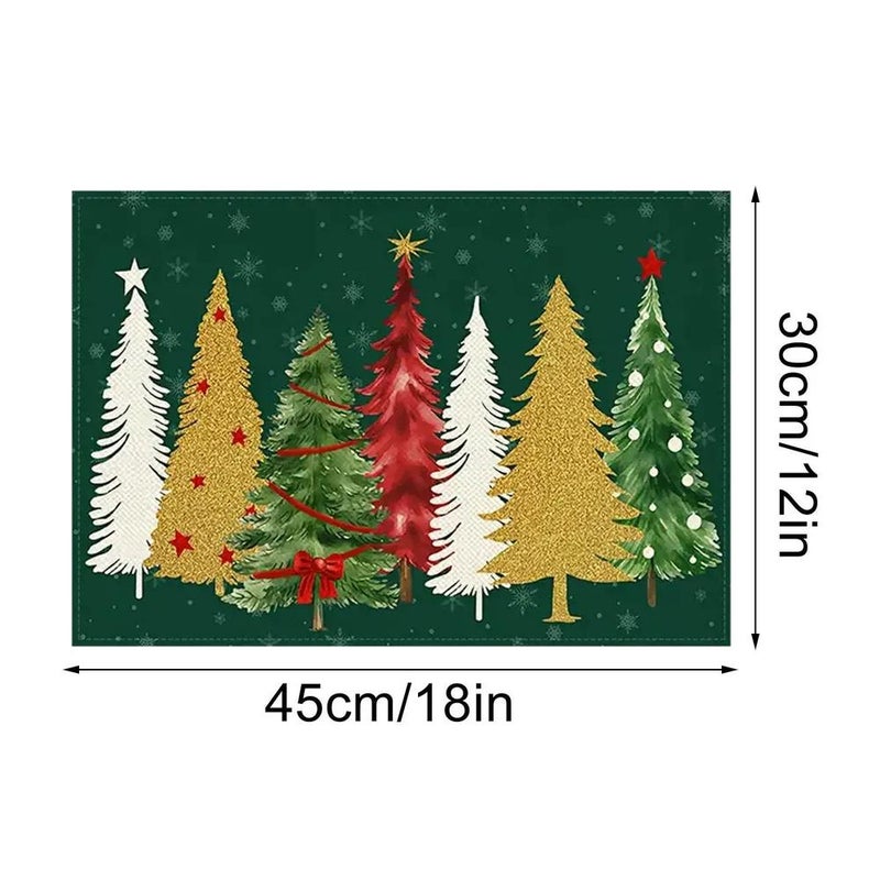 Linen Mats 30x45 Cm Spill-resistant Christmas Decor - Stain-resistant Festive Dining for Family Dinners Holiday Gatherings Everyday Use - Image 3