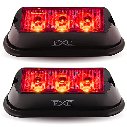 FXC (2PCS 3-LED ضوء فلاش أحمر مقاوم للماء إشارة طوارئ، شريط تحذير Purishion 12 نمط وميض مختلف للسيارات SUV شاحنة بيك أب فان) - Image 1
