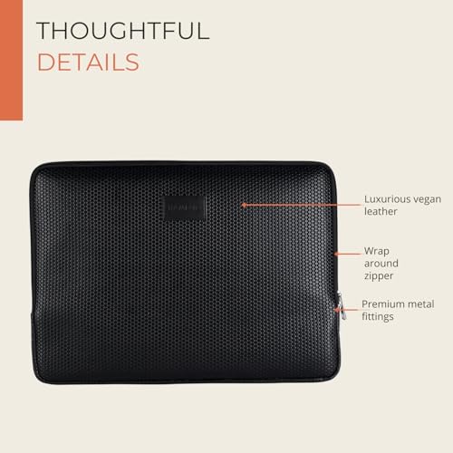 Hamelin Zeus Zipped Laptop Sleeve | 14 inch Laptop Sleeve Bag | Durable, Lightweight & Protective Laptop Sleeves for 14 Inch Laptops | Laptop Case Cover | Compatible with 14 Inch Laptops | Black Grid - Image 5