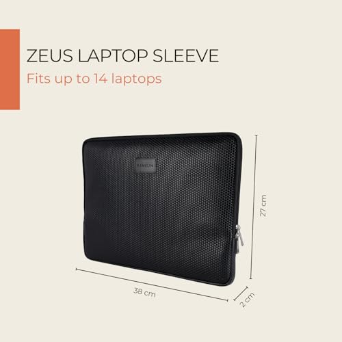 Hamelin Zeus Zipped Laptop Sleeve | 14 inch Laptop Sleeve Bag | Durable, Lightweight & Protective Laptop Sleeves for 14 Inch Laptops | Laptop Case Cover | Compatible with 14 Inch Laptops | Black Grid - Image 2